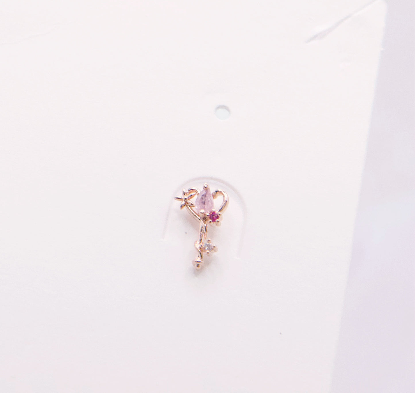 Heart Key Stone Ear Piercing