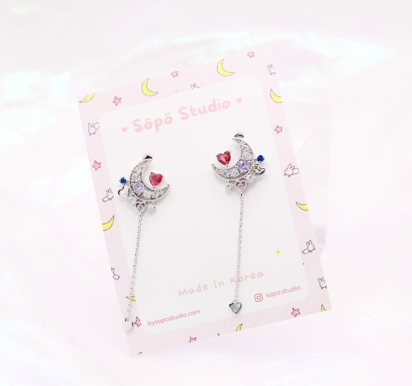 Moon Love Planet Sakura Dangle Korean Dainty Style Earrings
