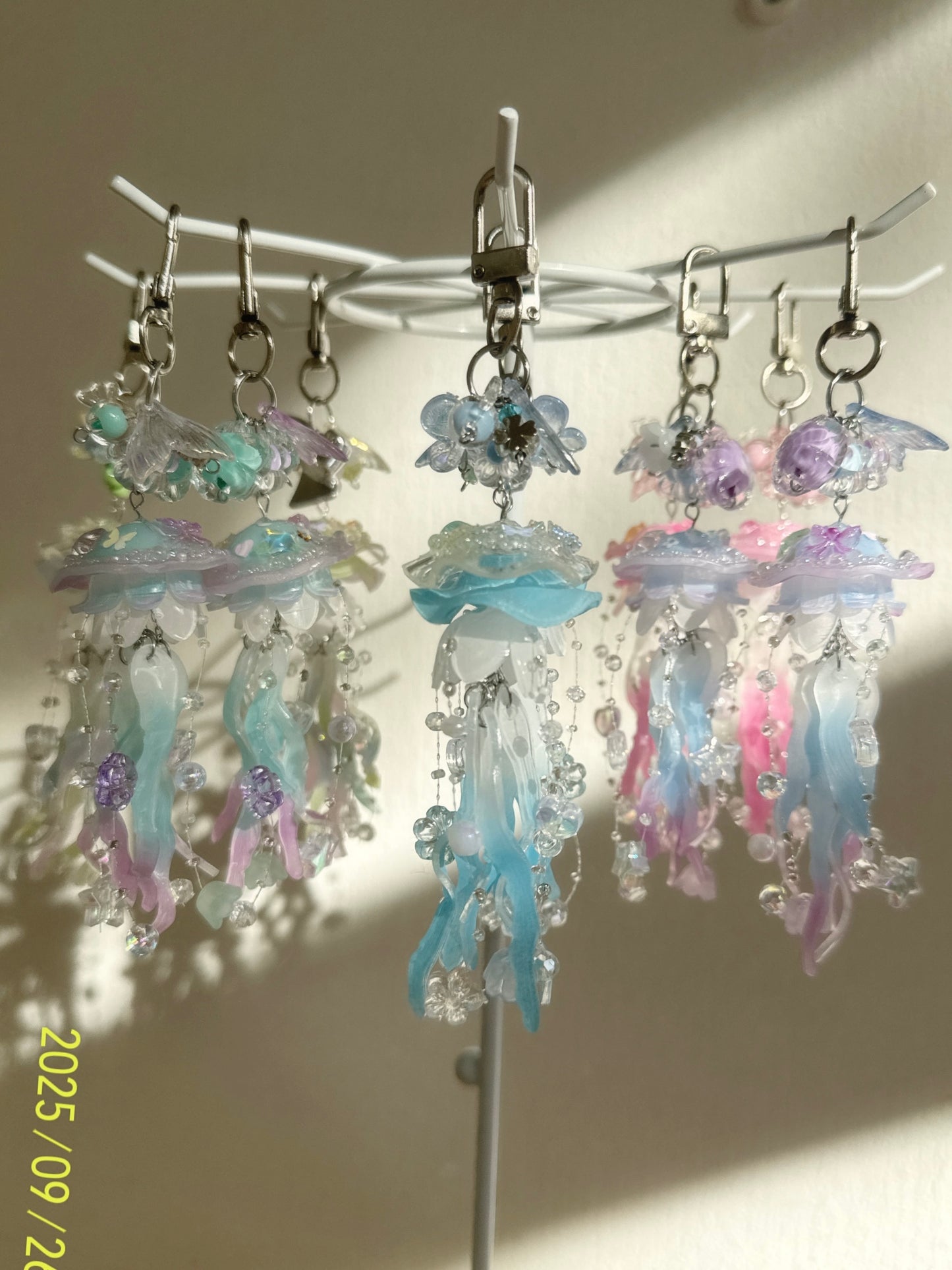 Fairy Dangle Jellyfish Handmade Keychain/Bag charm - Pink Blue