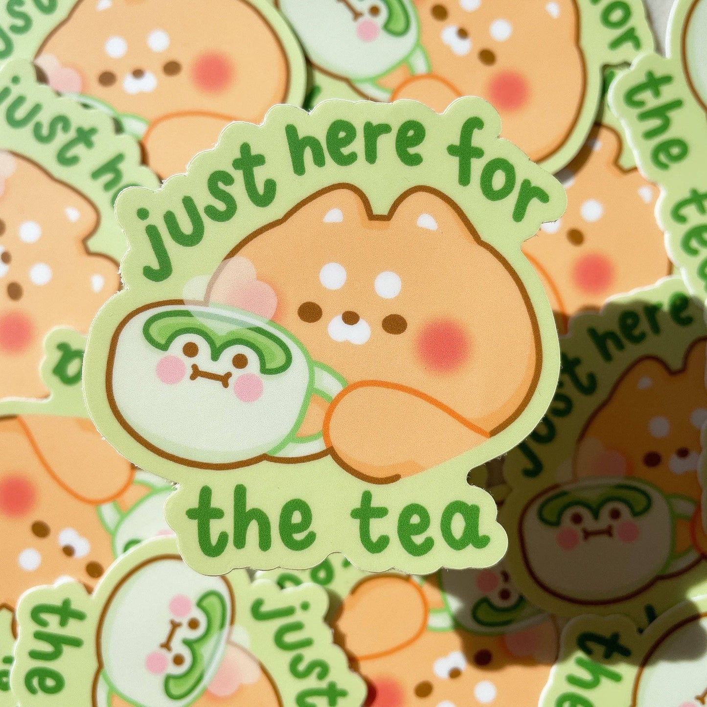 Just Here for the Tea Shiba Dog Sticker