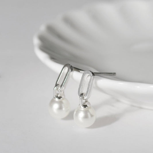 Swallow Pearl Drop Sterling Silver Earrings Made in Korea