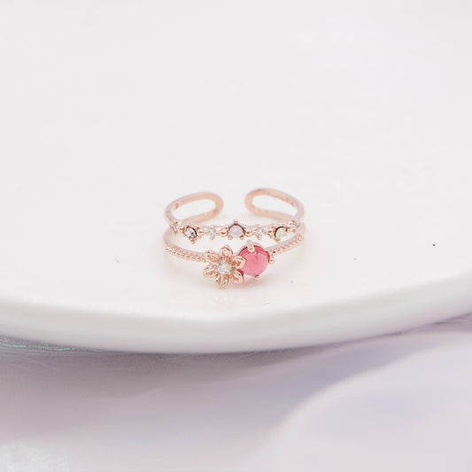 Summer Flower Baby Pink Adjustable Ring