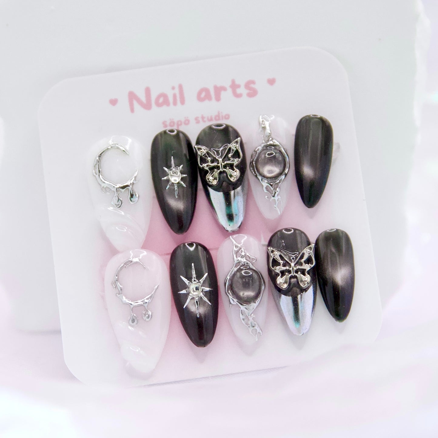 Dark Moon Black Metallic Punk Press-on Nails