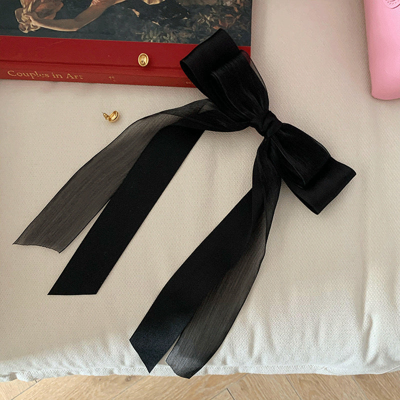 Long Ballerina Organza Bow Hair Clip- 2 colors