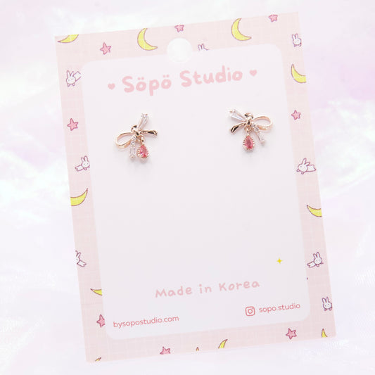 Petit Dainty Ribbon Stud Korean Earrings - 2 colors