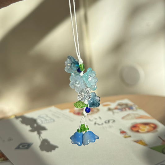 Handmade Dark Blue Flower Cute Phone Charm/Key ring