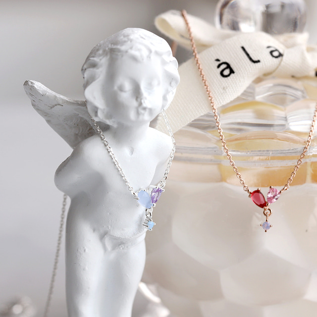 Silver 925 Crystal Heart Elegant Korean Necklace - 2 colors