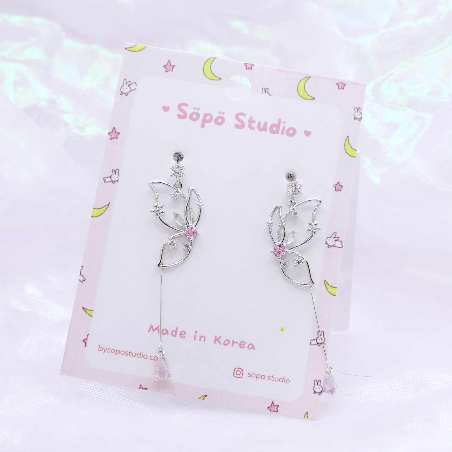 Magic Garden Butterfly Korean Dainty Style Chain Drops Earrings - 3 Colors