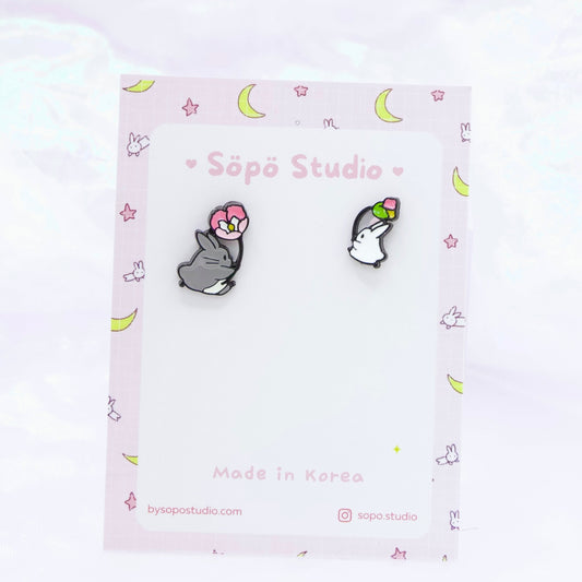 Flower Garden Totoro Studs Korean Cute Style Earrings