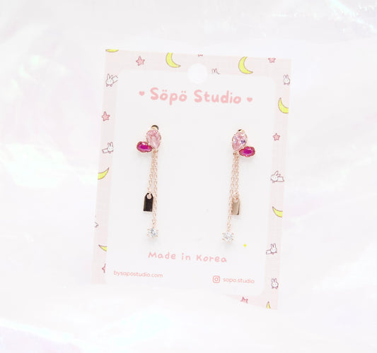 Lovely Heart Petit Dangle Korean Dainty Style Earrings