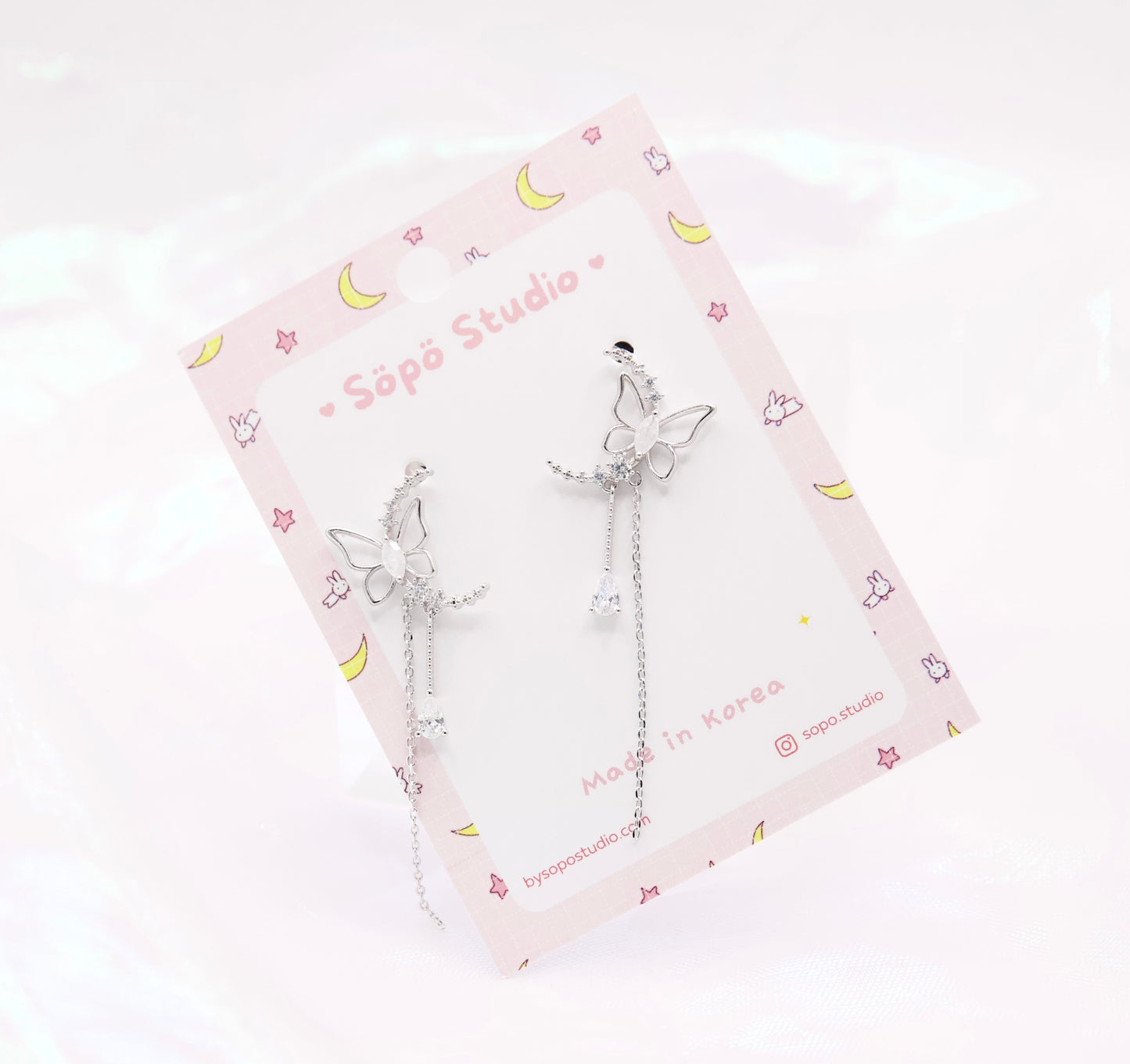 Butterfly Moon Fairy World Dangle Korean Dainty Style Earrings