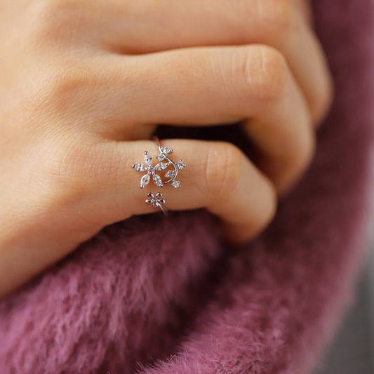 Bloom Flower Wreath Pinkie Ring Made in Korea - 2 colors