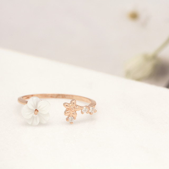 Mother of Pearl Pinky Elegant Bridal Korean Adjustable Rings - 3