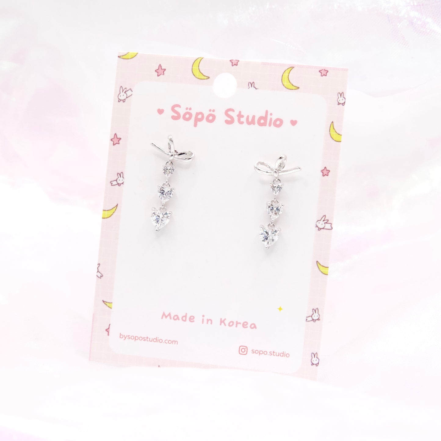 Minimal Ribbon Petit Dangle Korean Earrings - 2 colors