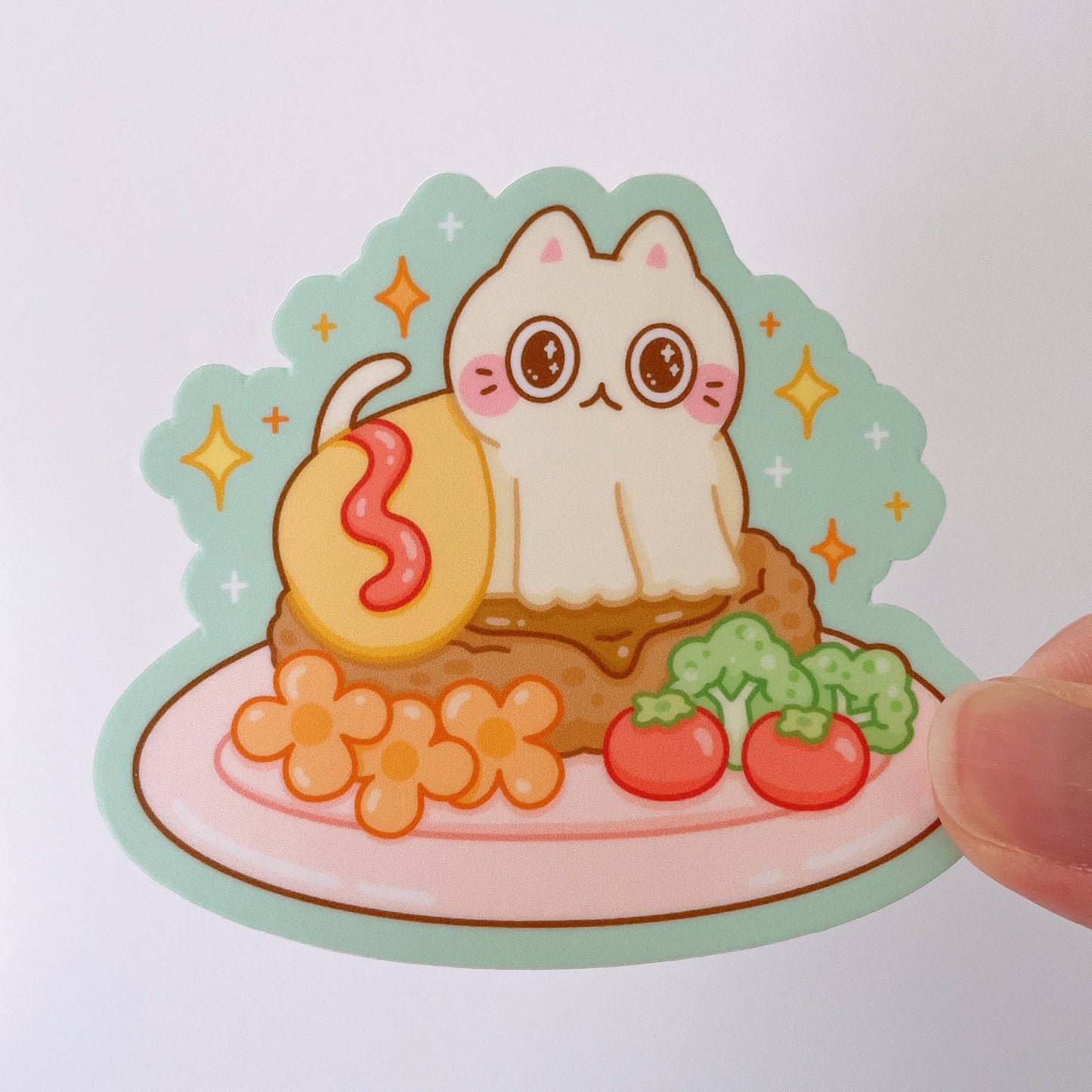 Omurice Omelette Cat Vinyl Sticker