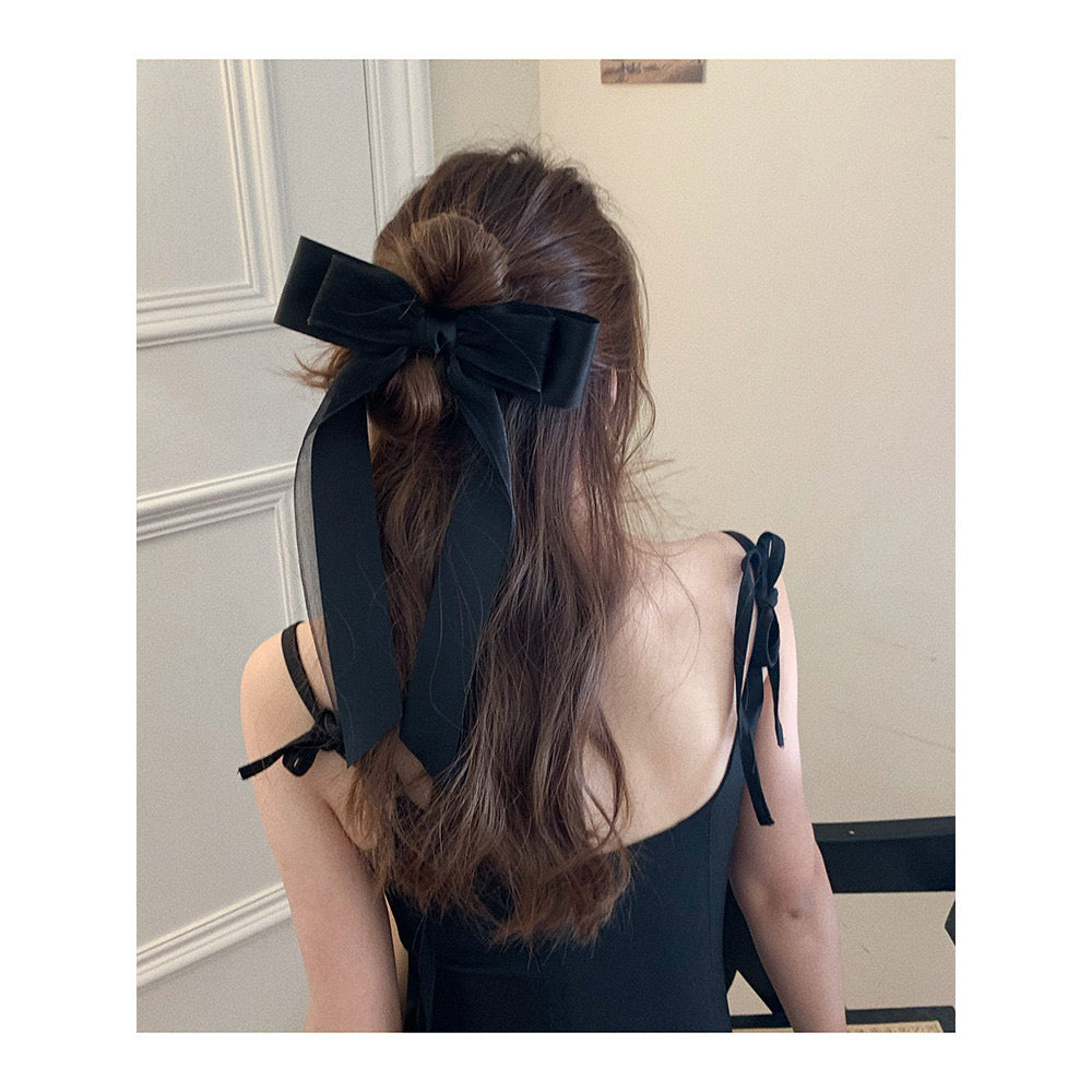 Long Ballerina Organza Bow Hair Clip- 2 colors