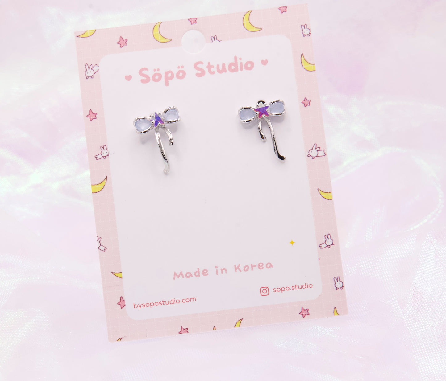 Ribbon Star Studs Korean Earrings - 2 colors
