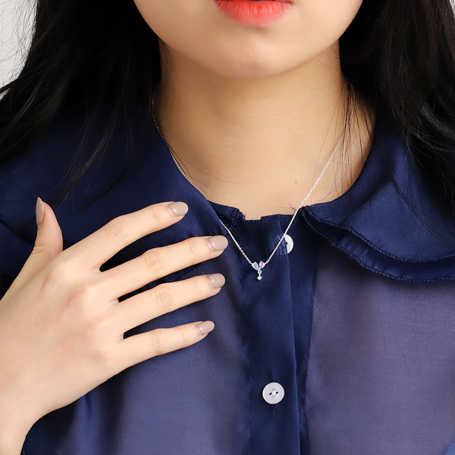 Silver 925 Crystal Heart Elegant Korean Necklace - 2 colors