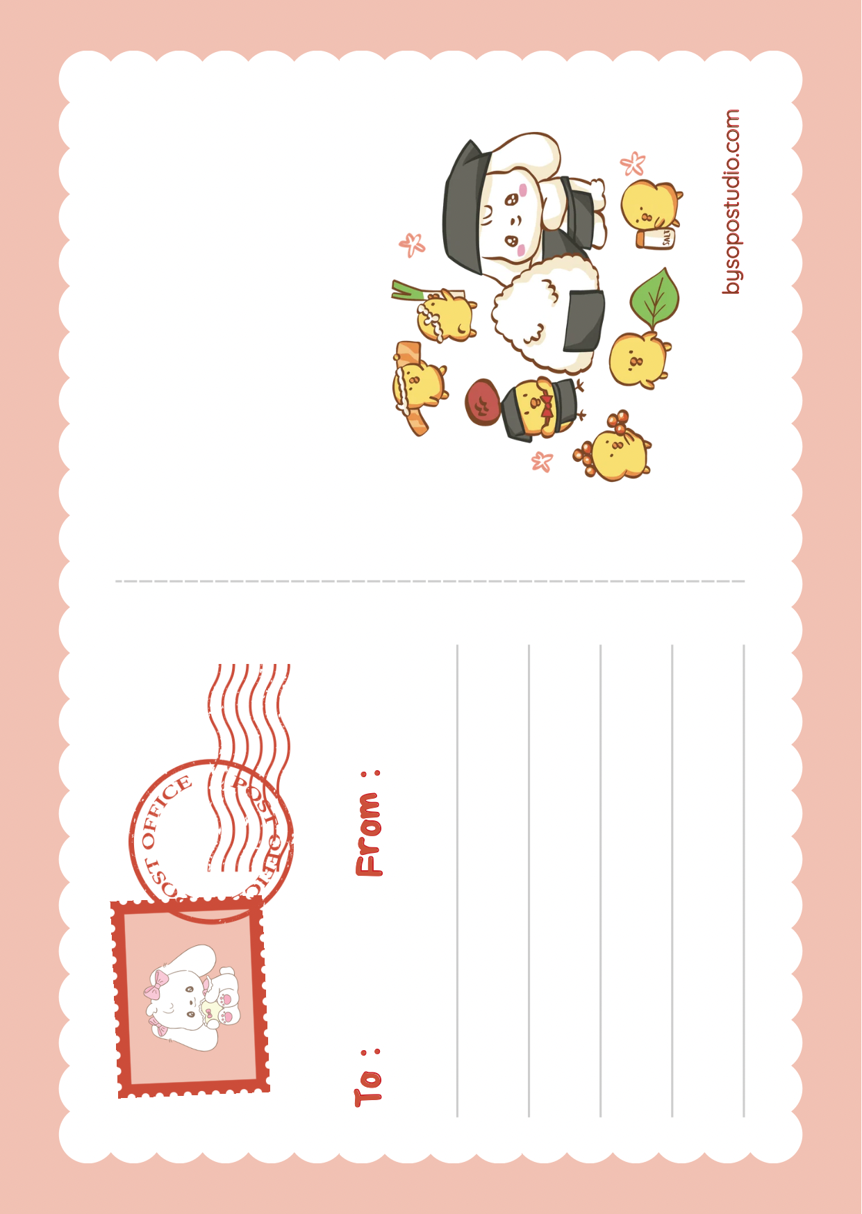 Onigiri A6 Postcard - Art by Söpö Studio