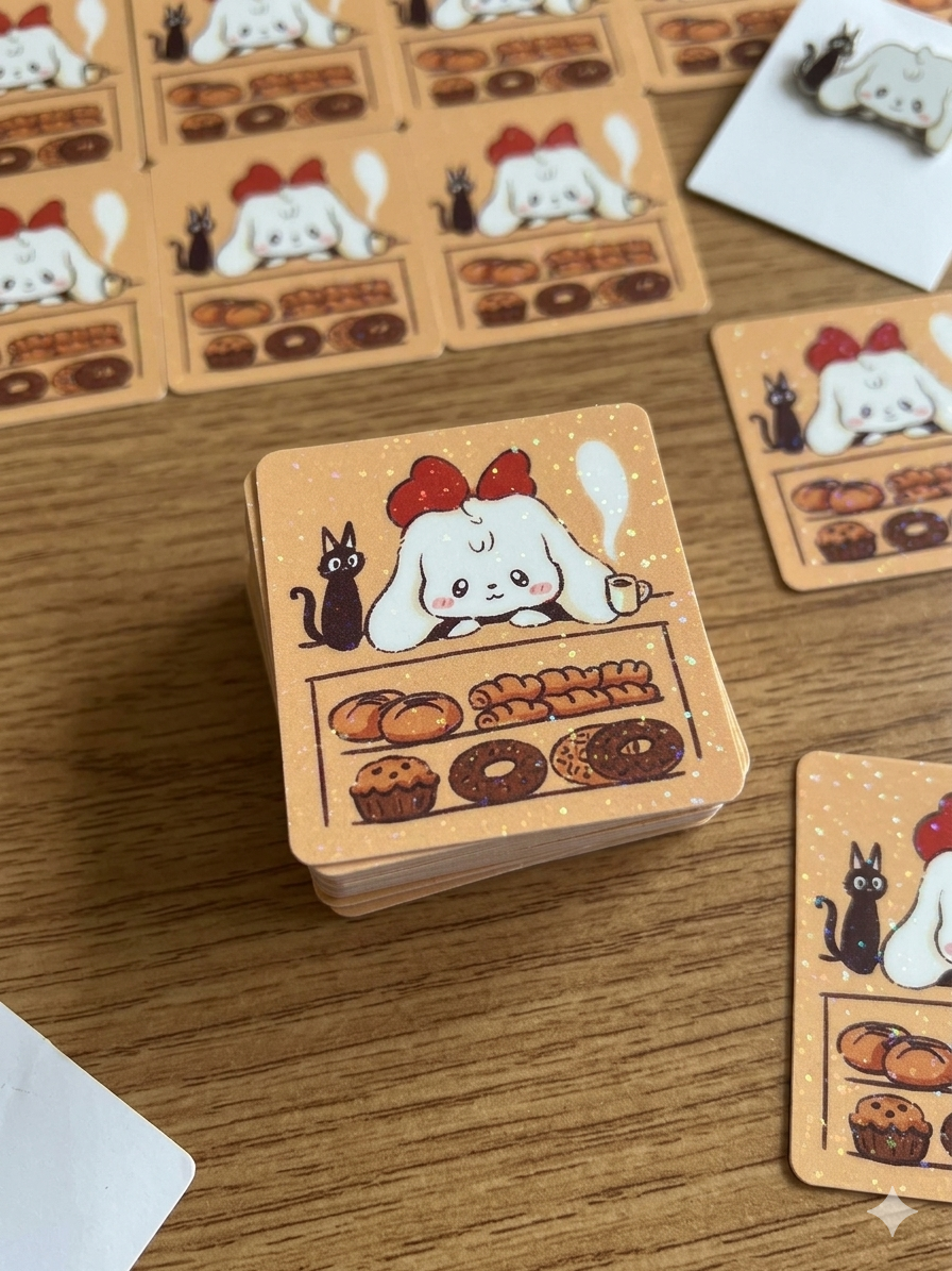 Kiki Bakery Glitter Vinyl Sticker - Art by Söpö Studio
