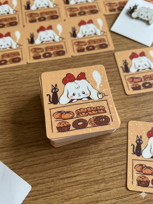Kiki Bakery Glitter Vinyl Sticker - Art by Söpö Studio