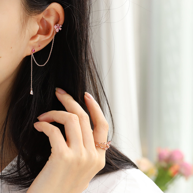 Crystal Summer Flower Cute Earcuff Earrings - 2 colors
