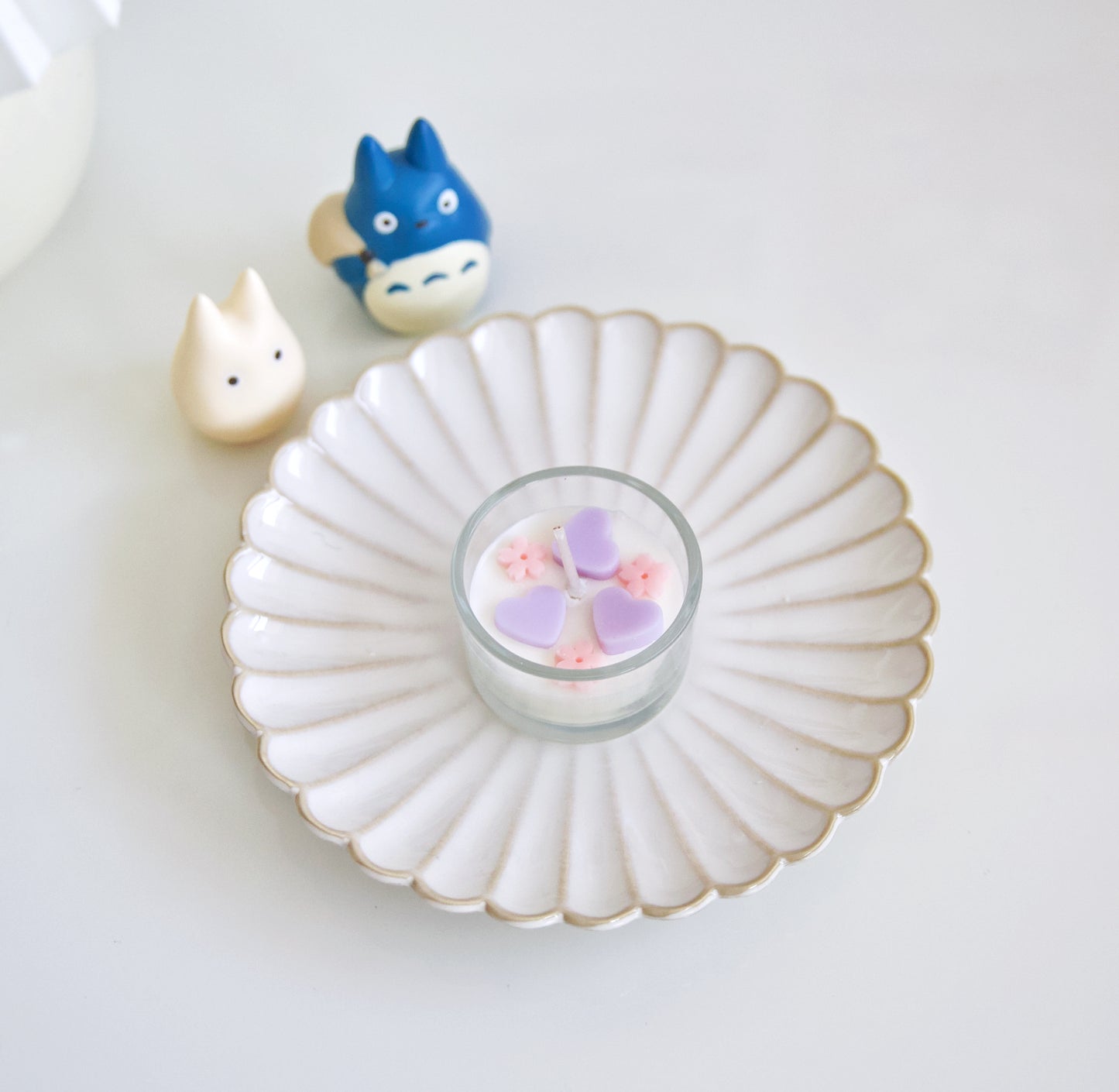 Handmade Tealight Pastel Flower Candle - Unscented Decorative Candle - Vegan Soywax