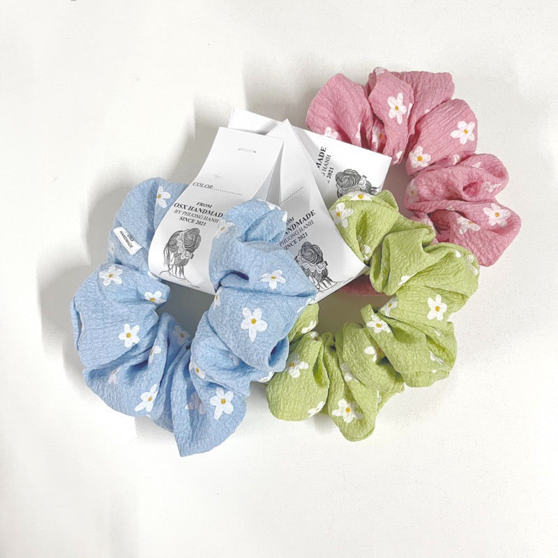 Summer Cute Pastel Flower Handmade Scrunchies - 3 colors