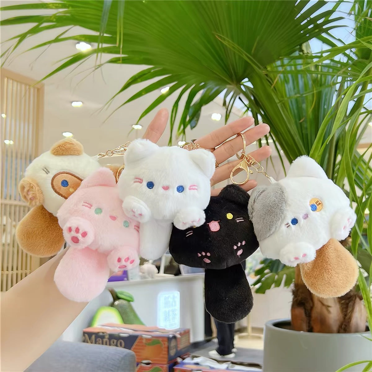 Soft Cat Furry Keychain Bag Charm - 2 colors