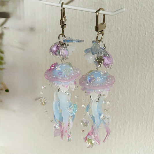Fairy Dangle Jellyfish Handmade Keychain/Bag charm - Pink Blue