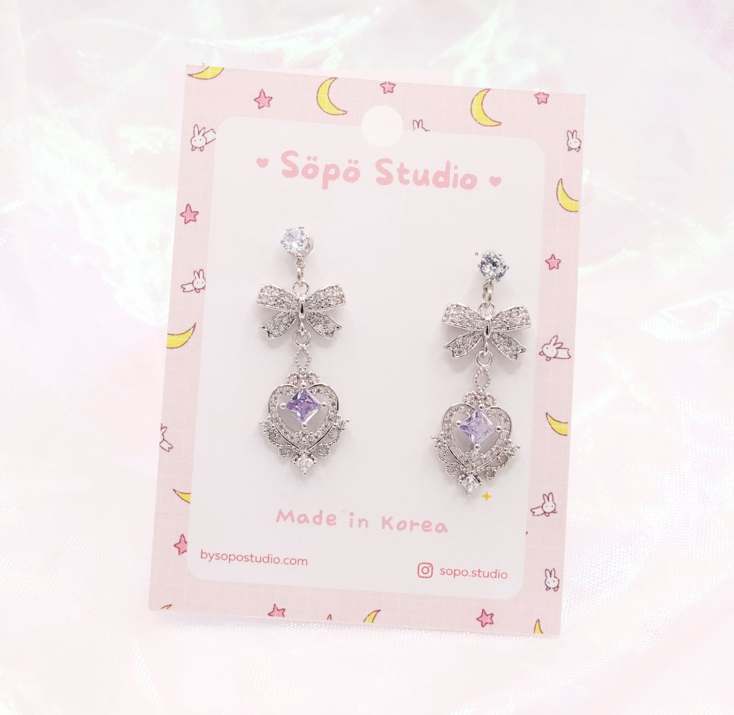 Sailor Moon Crystal Heart Magical Cute Dangle Korean Dainty Style Earrings
