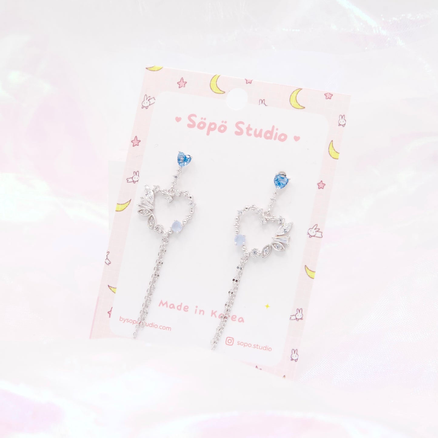 Heart Chain Drop Dangle Korean Earrings - 2 colors