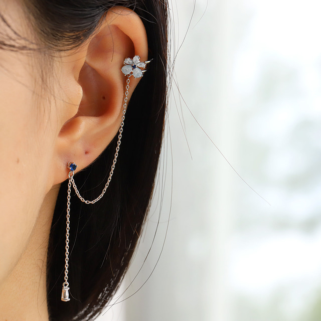 Crystal Summer Flower Cute Earcuff Earrings - 2 colors