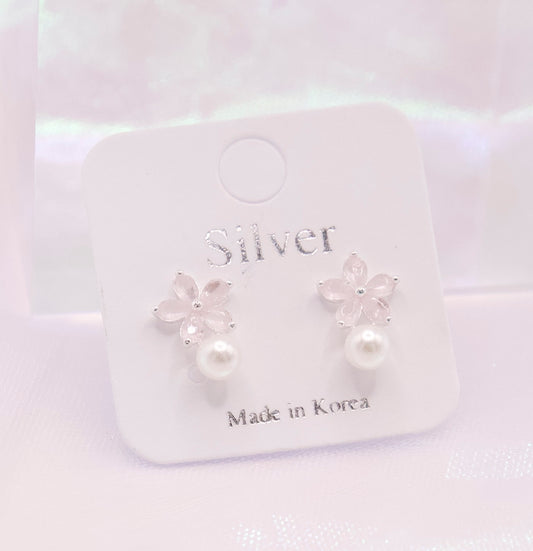 Petit Sakura Pearl Elegant Cute Studs Korean Dainty Style Earrings
