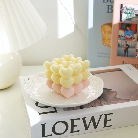Heart Cube Pastel Colours Handmade Soy Wax Candles