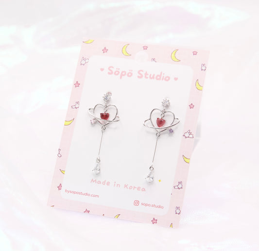 Love Saturn Planet Sailor Moon Dangle Korean Dainty Style Earrings