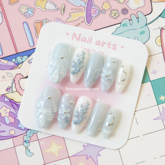 Handmade Y2K Coral Reef 3D Gel Oceanic Press-on Nails