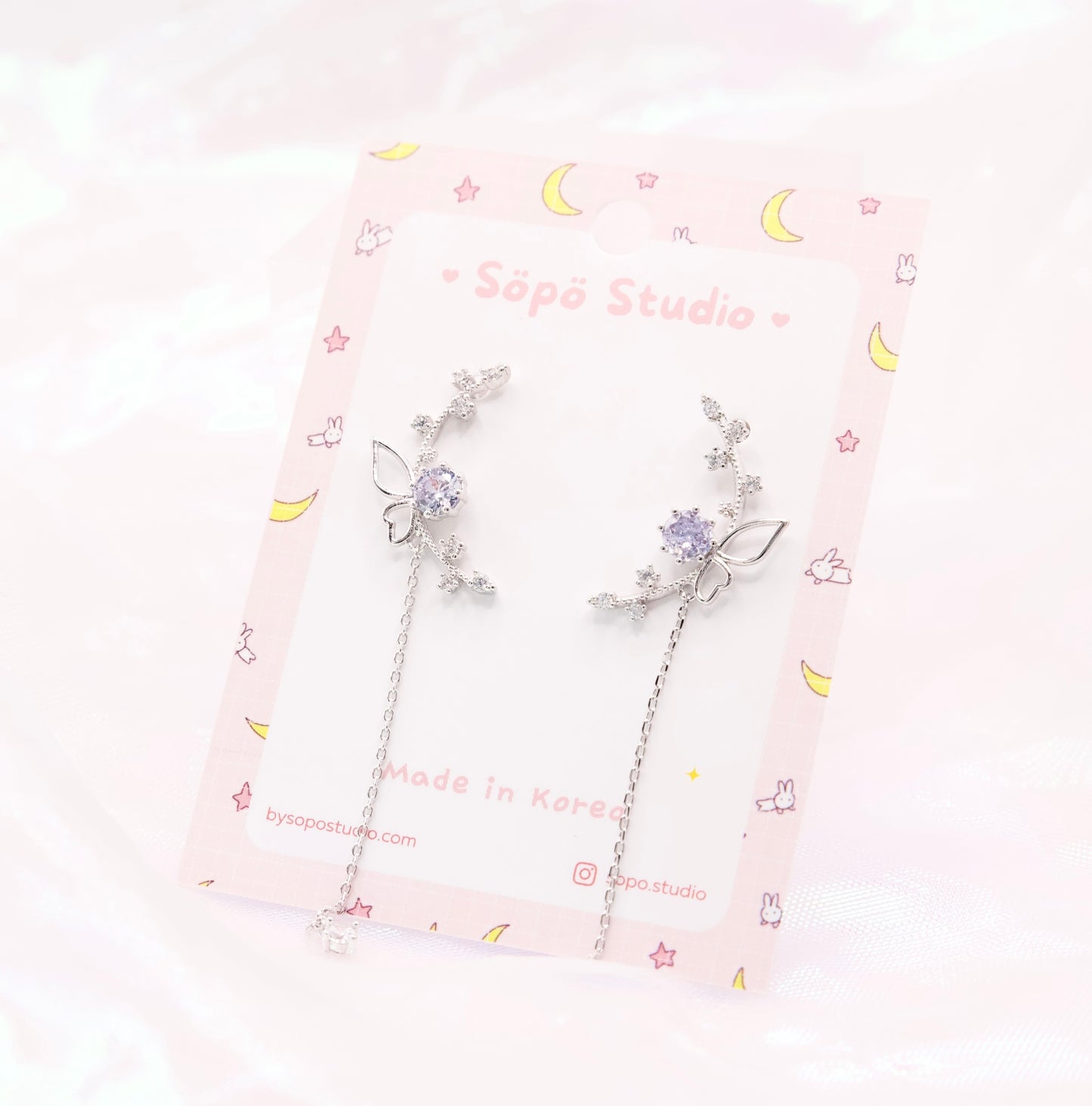 Korean Dainty Style Crystal Butterfly Dangle Earrings