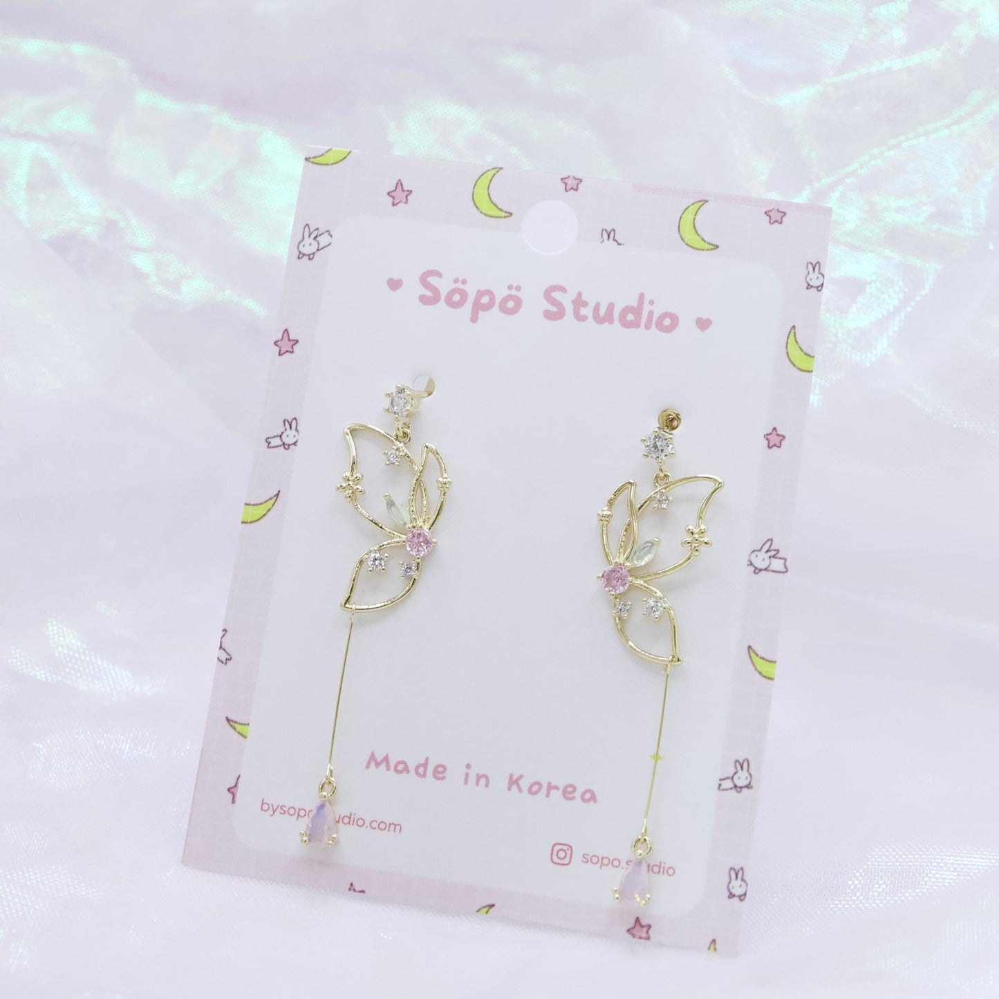 Magic Garden Butterfly Korean Dainty Style Chain Drops Earrings - 3 Colors