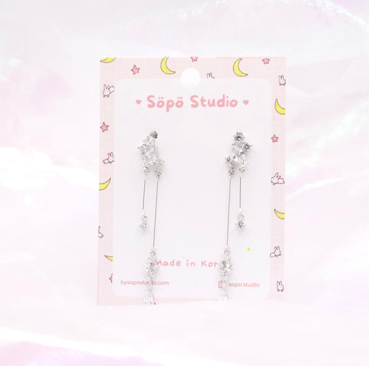 Snow Crystal Drop Dangle Korean Dainty Style Earrings