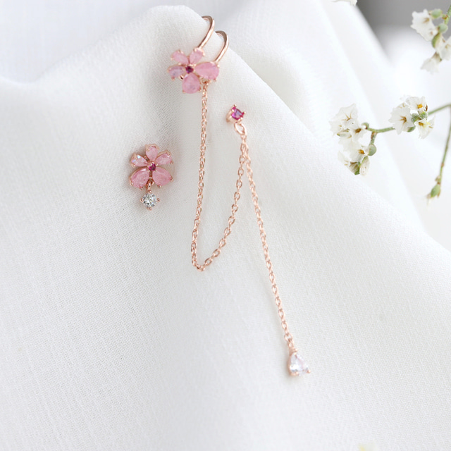 Crystal Summer Flower Cute Earcuff Earrings - 2 colors