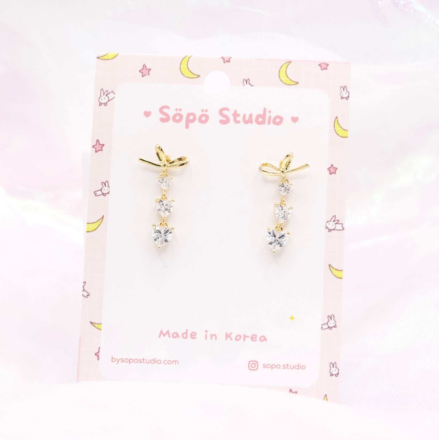 Minimal Ribbon Petit Dangle Korean Earrings - 2 colors