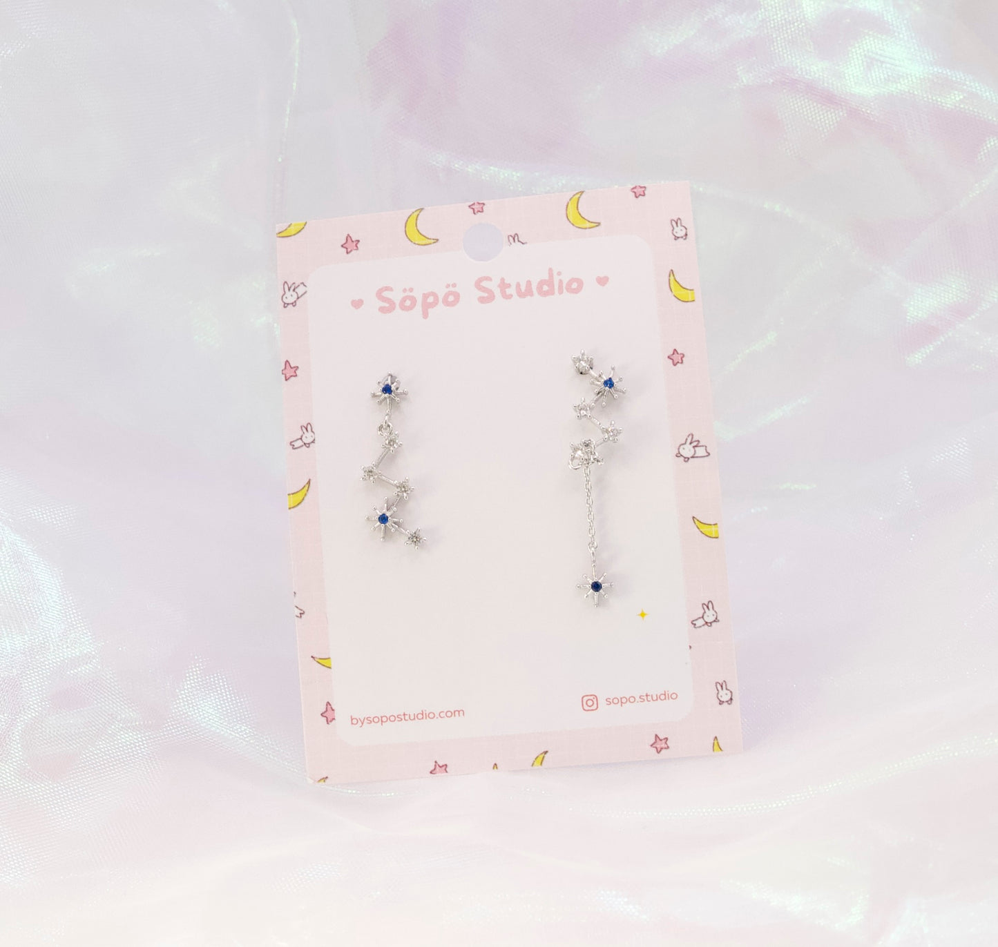 Mis-matched Galaxy Constellation Silver Posts Earrings