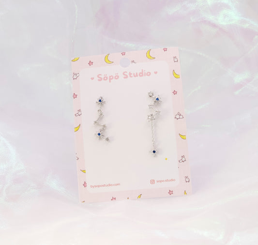 Mis-matched Galaxy Constellation Silver Posts Earrings