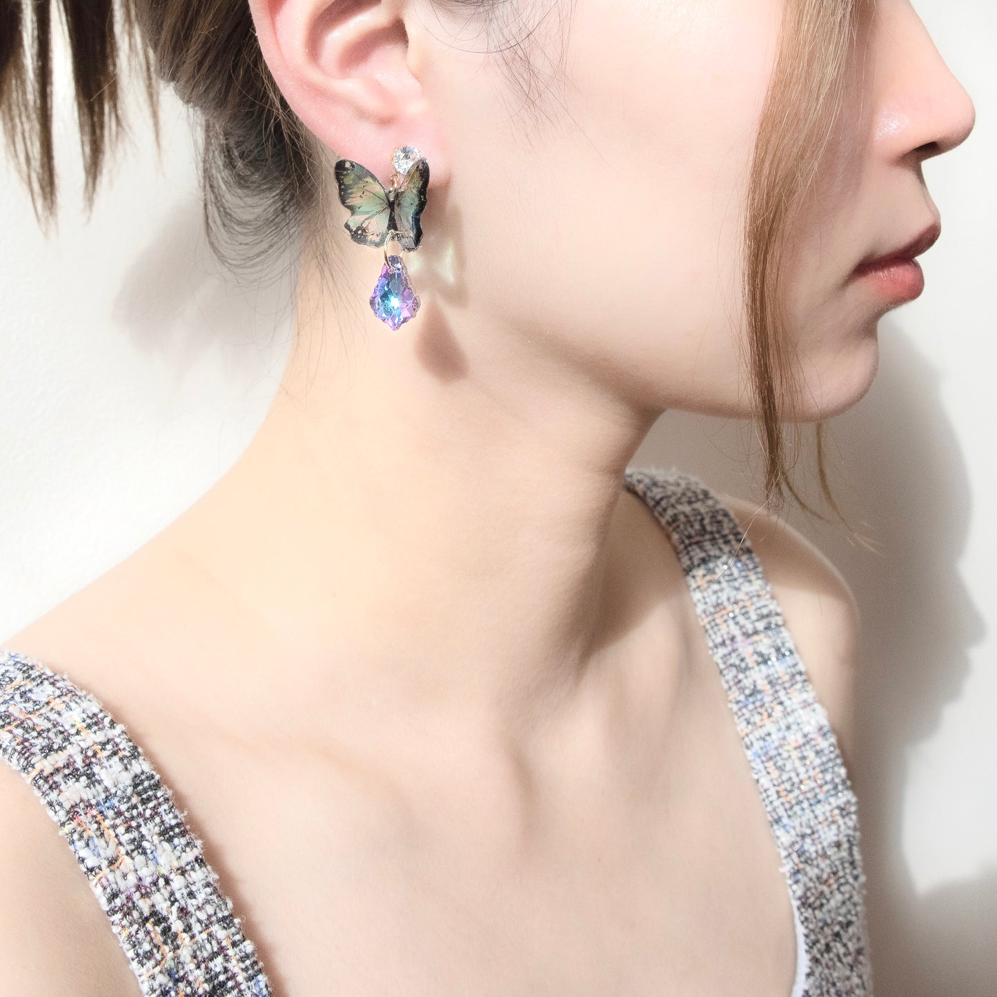 Summer Blue Butterfly Crystal Earrings