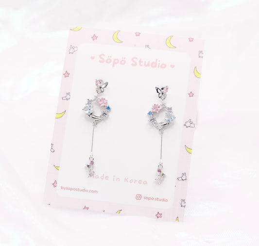 Fairycore Butterfly Garden Dangle Korean Dainty Style Earrings