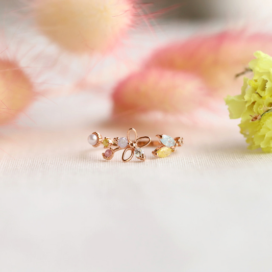 Fairytale Flower Adjustable Ring Made in Korea - 2 colors