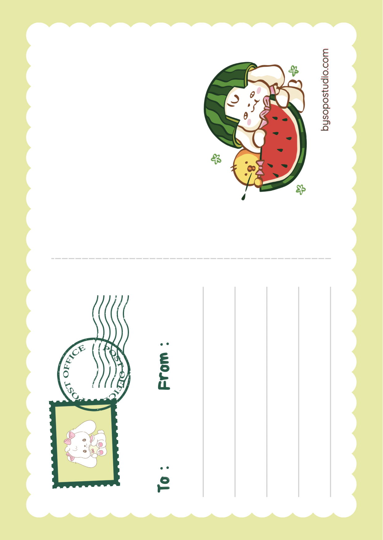 Summer Watermelon A6 Postcard - Art by Söpö Studio