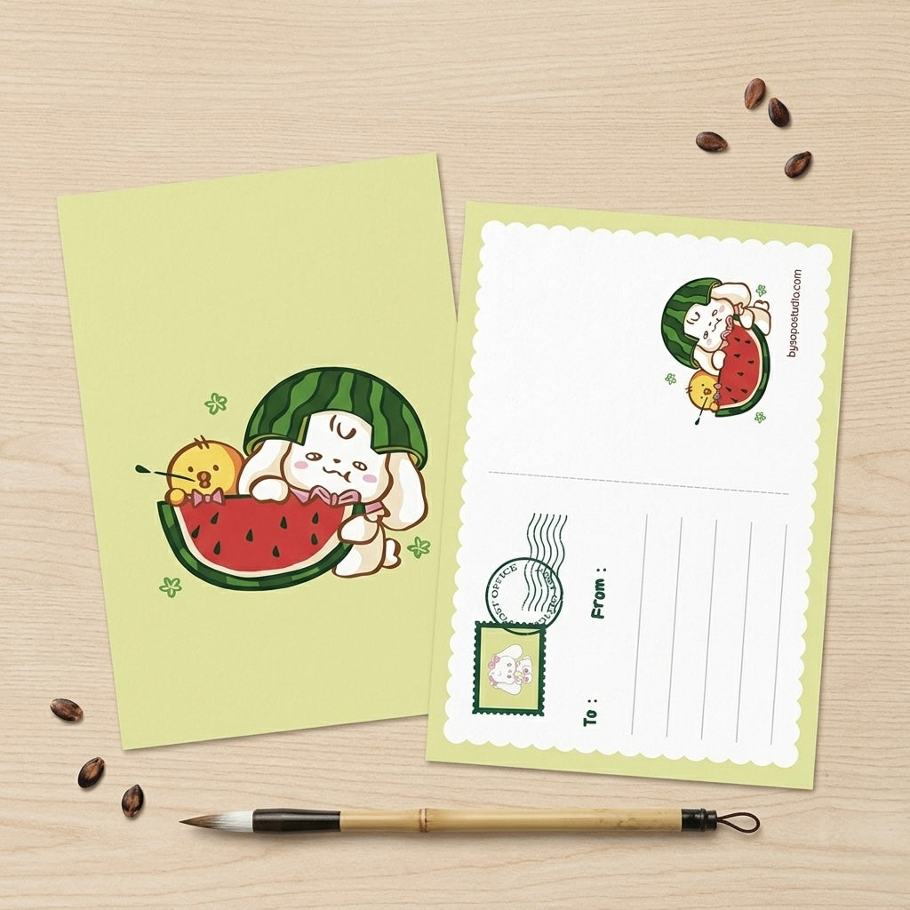 Summer Watermelon A6 Postcard - Art by Söpö Studio
