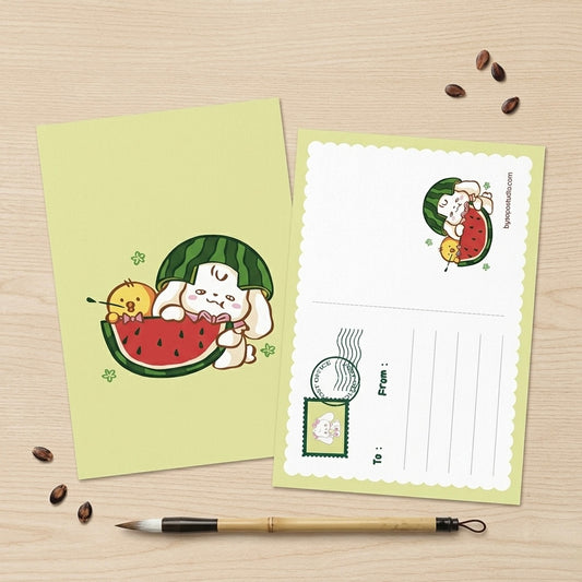 Summer Watermelon A6 Postcard - Art by Söpö Studio